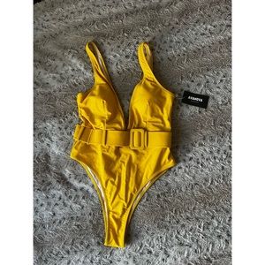 Womens Sexy Deep V Neck One Piece Strappy Bathing Suit with Belt